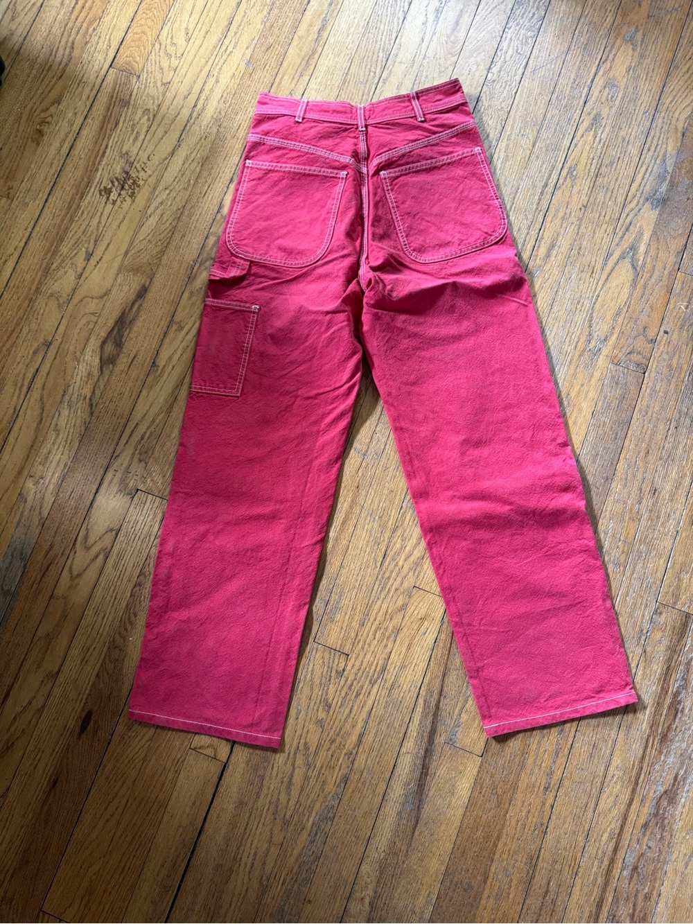 Jesse Kamm red patch pants with white stitching - size 8 - Picture 5 of 5